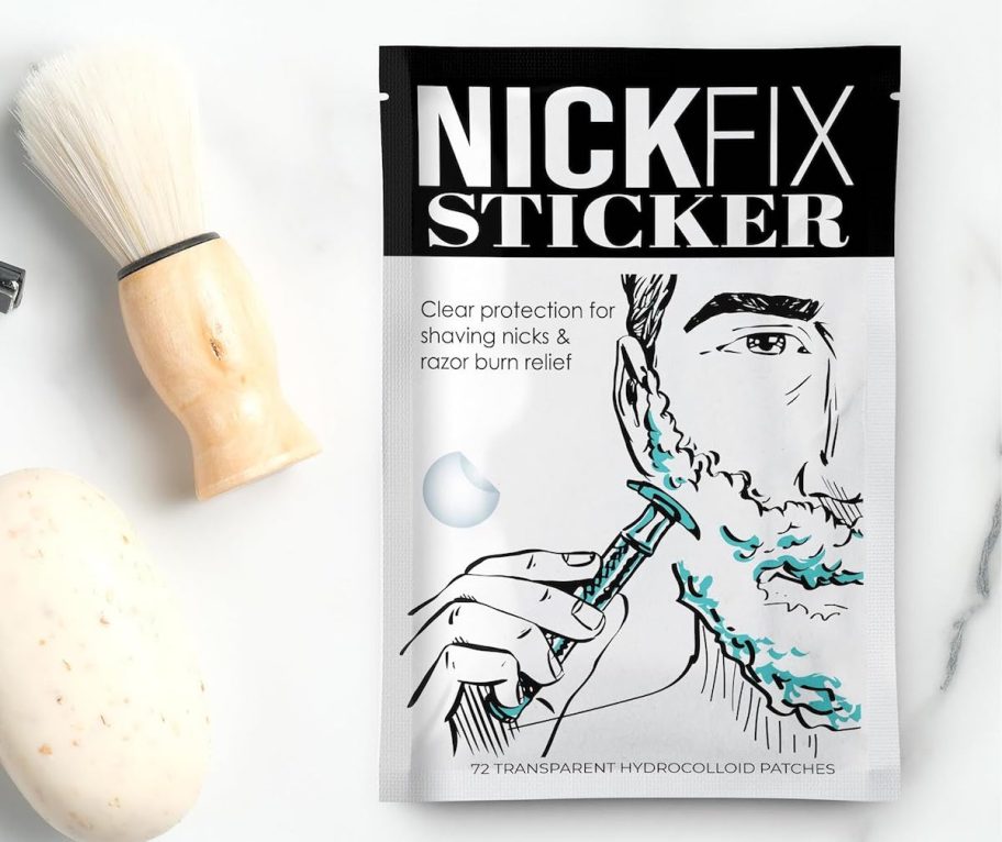 pack of nick fix stickers on white countertop