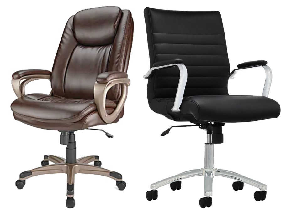 brown and black office chairs