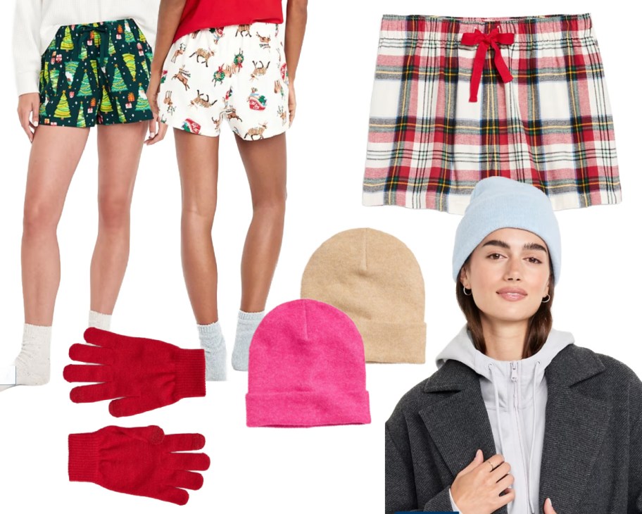 womens gloves beanies and shorts