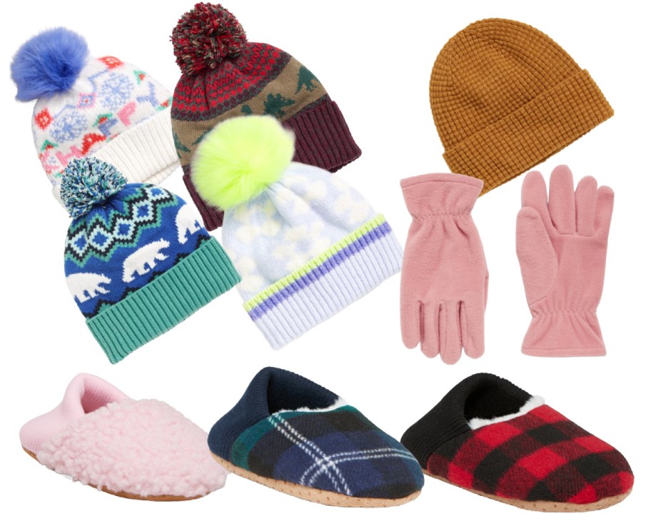 kids beanies gloves and slippers