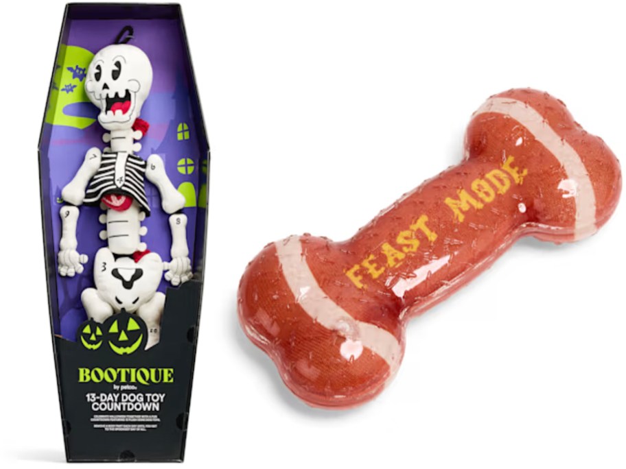 skeleton bones and feast mode bone dog toys