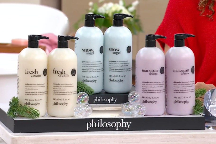 various philosophy shower gels