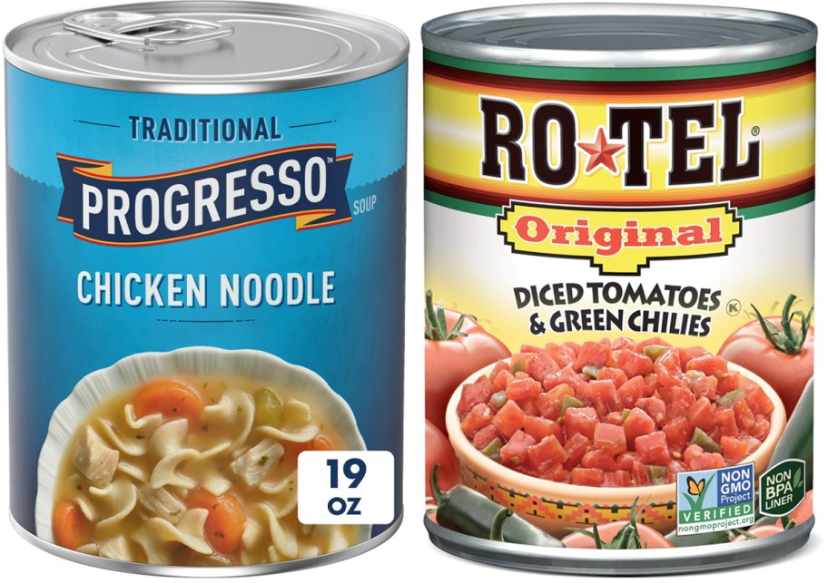 progresso soup and rotel cans 