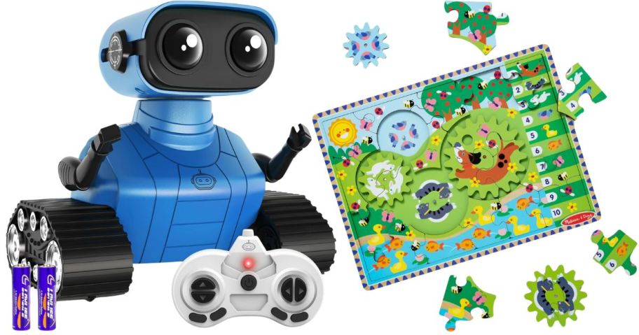 robot and puzzle toy stock images