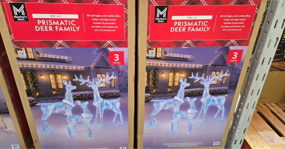 Pre-Lit Prismatic Deer Family boxes in store