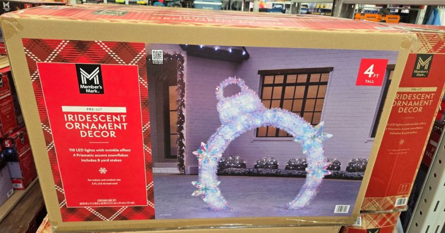Pre-Lit Iridescent Ornament Arch Décor box in store