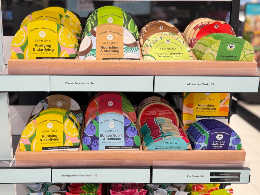 sephora face masks on display 