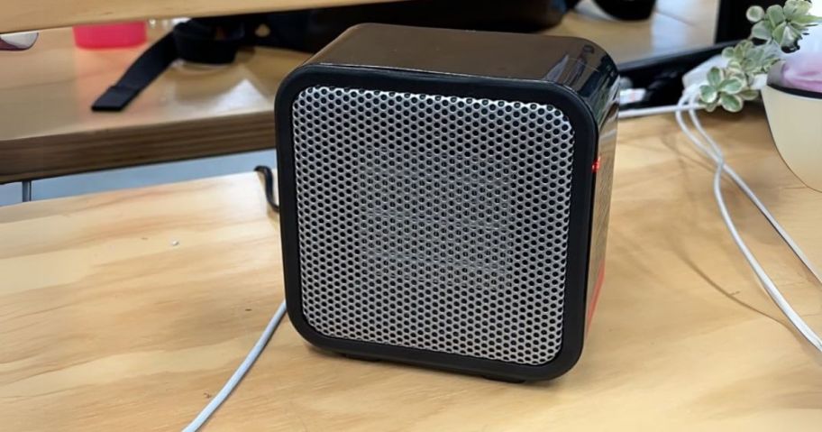 Amazon Basics Electric Ceramic Space Heater on desk