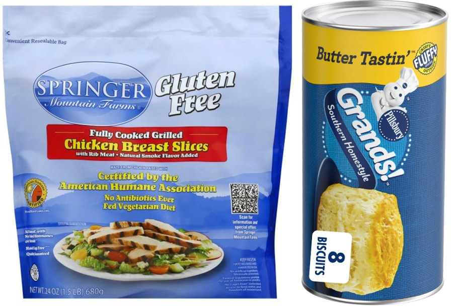 springer mountain farms chicken and pillsbury grands bicuits can 