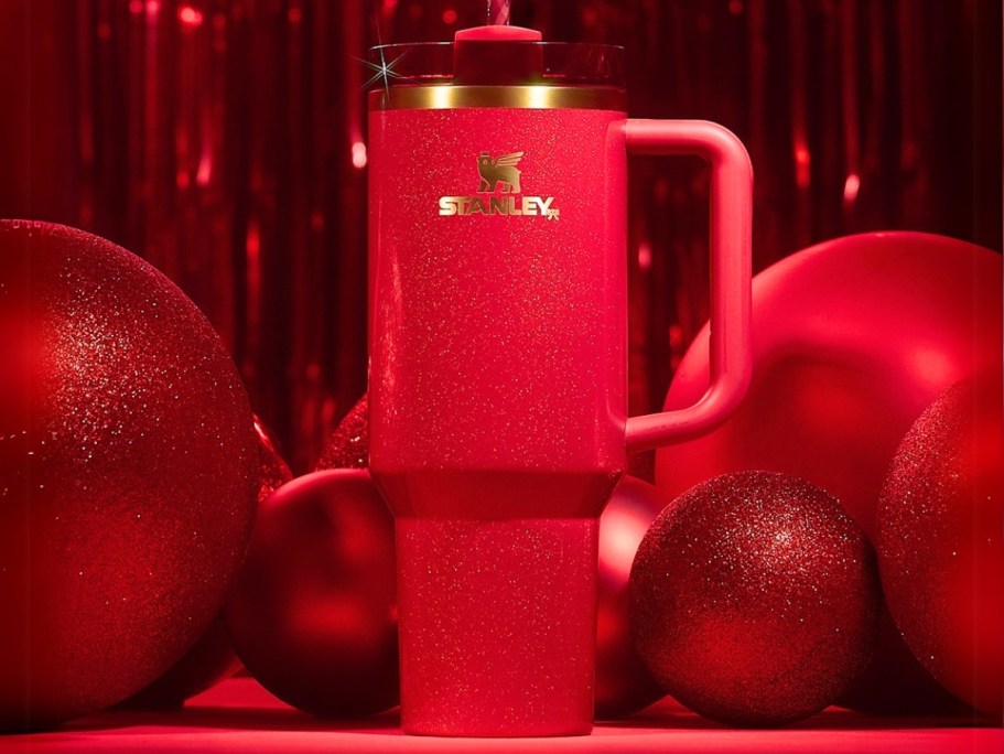 NEW Stanley Scarlet Tinsel Tumbler Available at 12PM EST | Shimmery Red Holiday Tumbler!