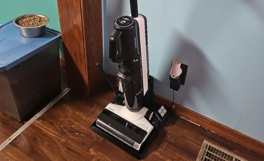 tineco vacuum cleaning plugged in and charging