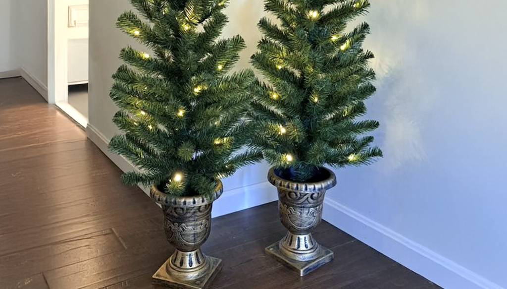 Pre-Lit LED Christmas Tree Porch Decor 2-Piece Set Just $33 on Walmart.com