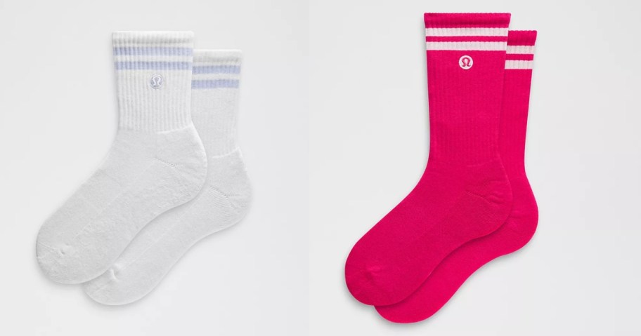 two pairs of lululemon socks