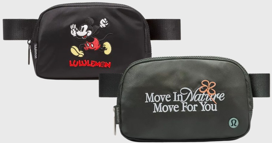a Disney lululemon belt bag and a lululemon belt bag with a quote on it