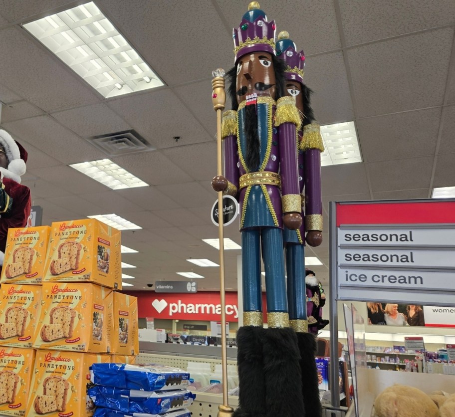 a 42 inch nutcracker on a store shelf
