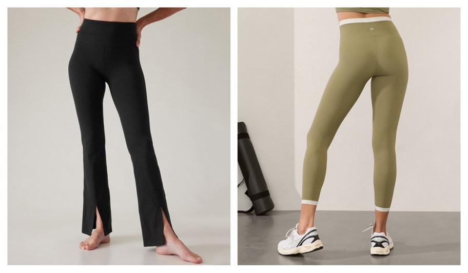 Athleta Elation Ultra High Rise Split Flare Pants and Transcend High Rise 7:8 Leggings