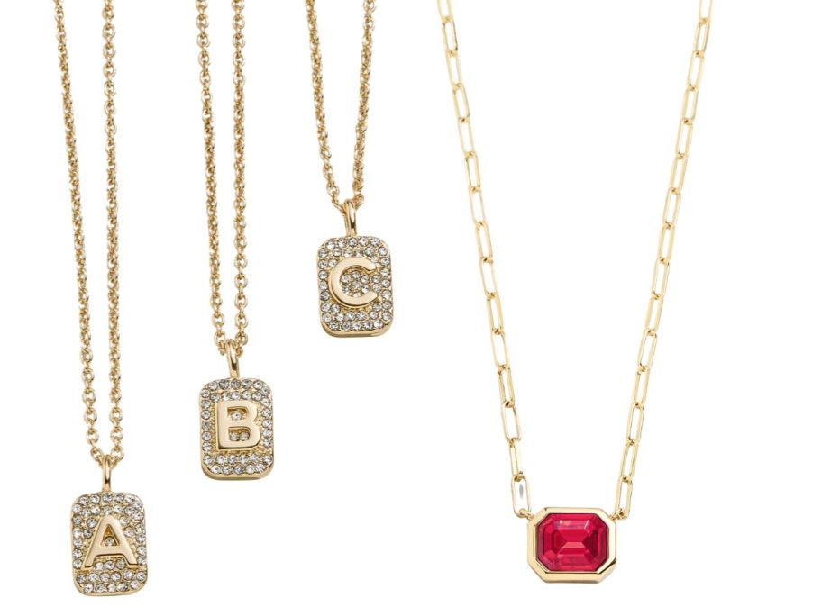 BaublebarTina Block Initial Necklace & Birthstone Necklace