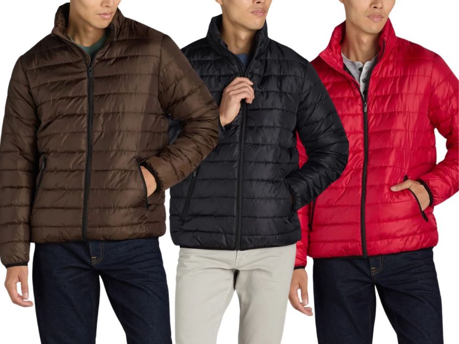 3 men wearing Big Chill Men’s Midweight Quilted Puffer Jacket