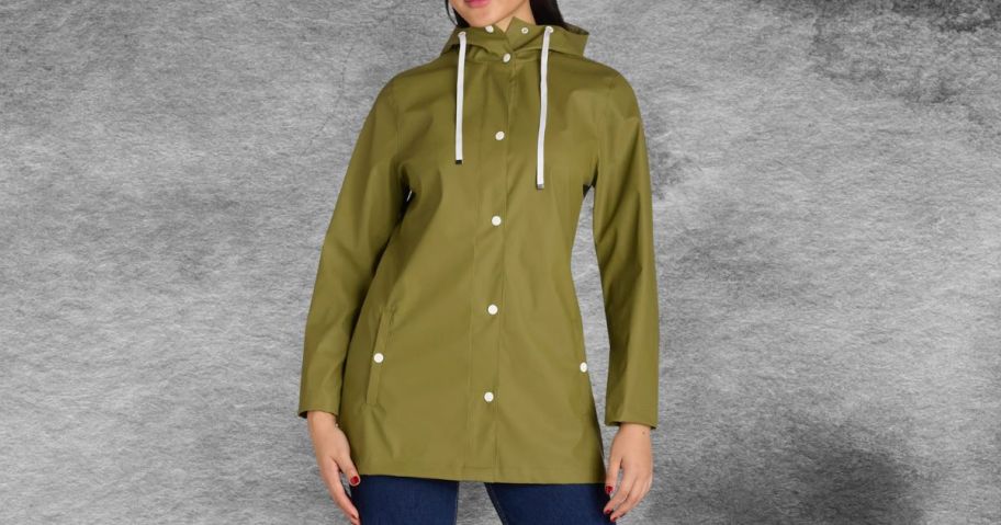 woman wearing Big Chill Women's Rain Coat