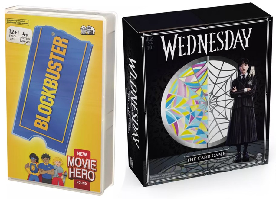 Blockbuster The Game Featuring Movie Hero Round and Wednesday The Card Game