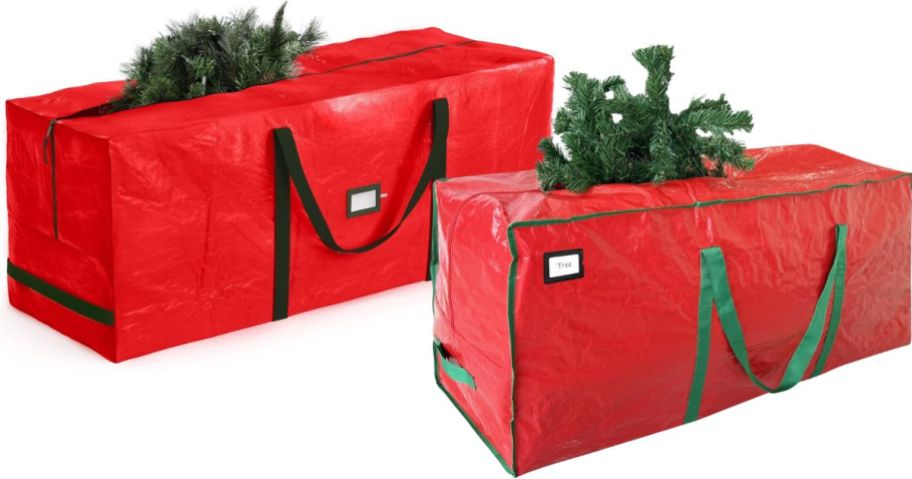 2 red Christmas tree storage bags