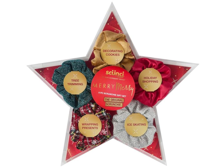 Conair 5-Pack Christmas Scrunchie Star Gift Box stock image