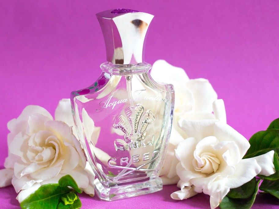 Creed Aqua Fiorentina bottle with white roses