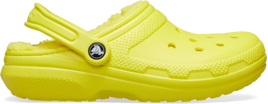 bright yellow fleece lined crocs clog