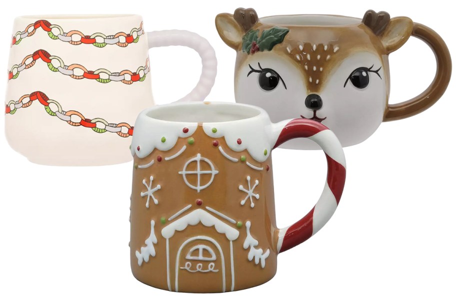 Cute Coffee Mugs at Kohls including gingerbread house and reindeer