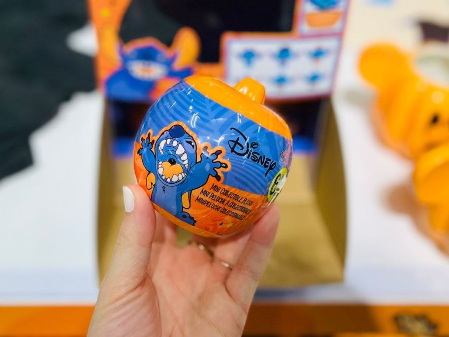 an orange ball with Stitch on it