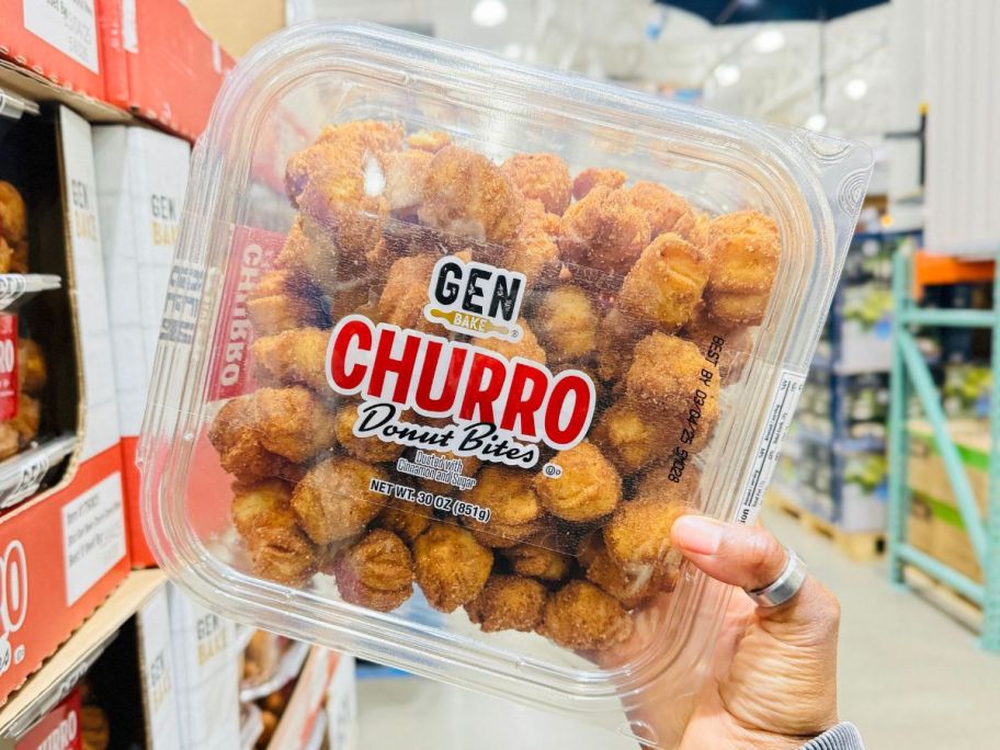 Gen Bake Churro Donut Bites 30oz in hand in store