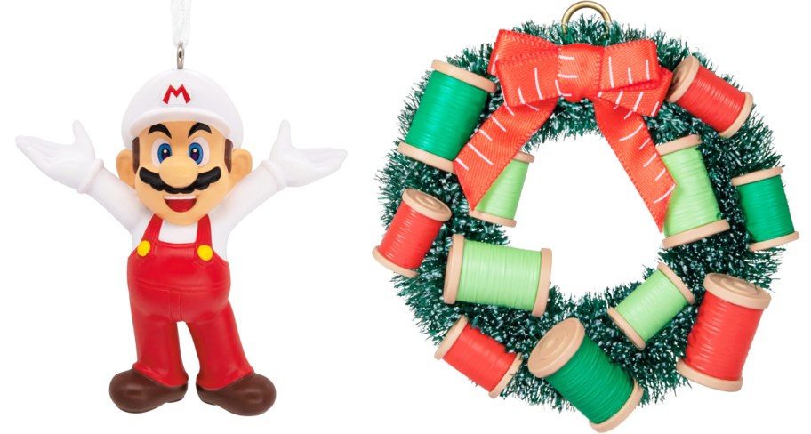 Super Mario Fire Mario and sewing thread wreath ornaments