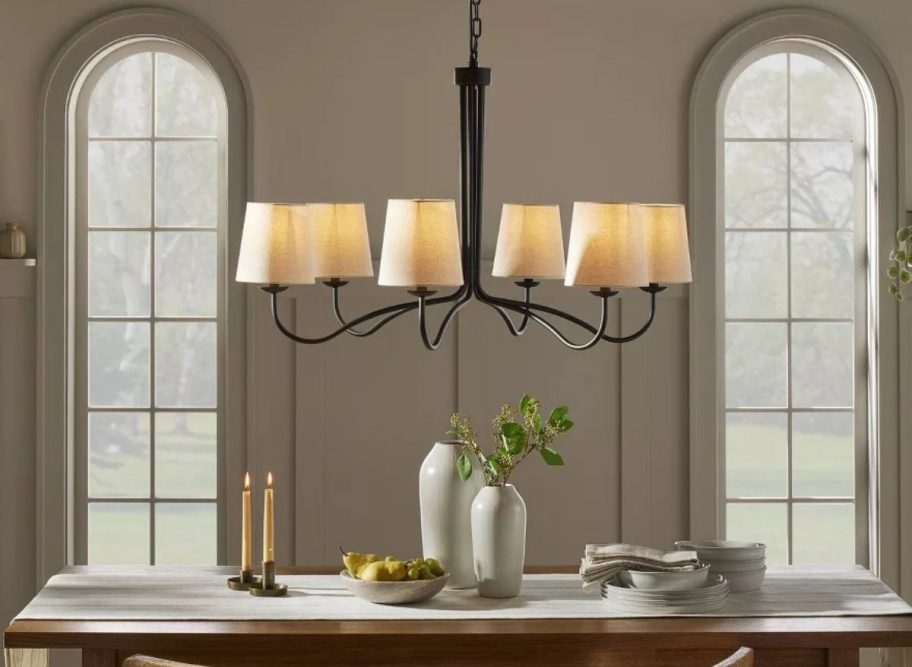 Hearth & Hand w/ Magnolia 6-Arm Candelabra Chandelier Ceiling Light in dining room