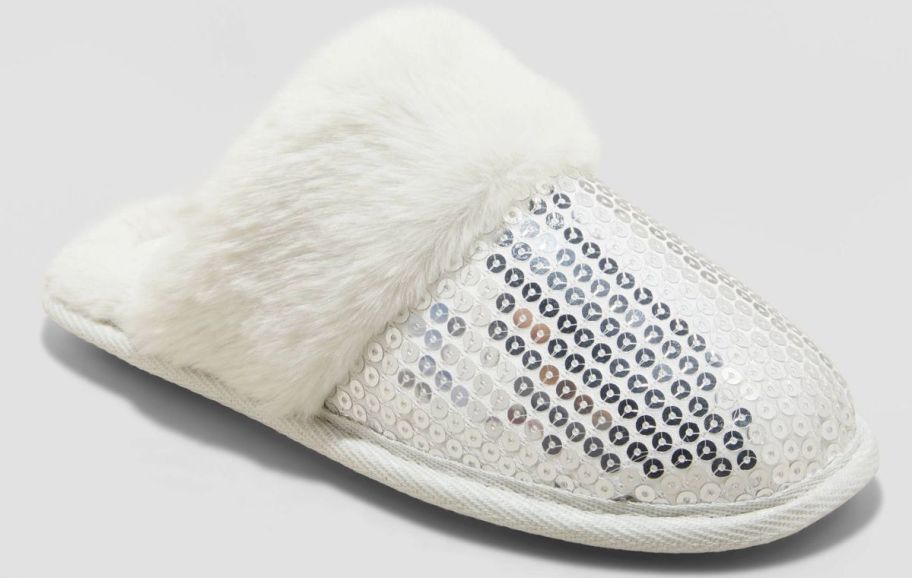 a kids sequined scuff slipper