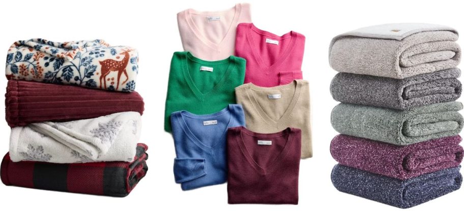 Stock images of kohl's throws, sweaters, and UGG blankets