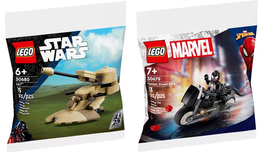 two mini lego sets in bags