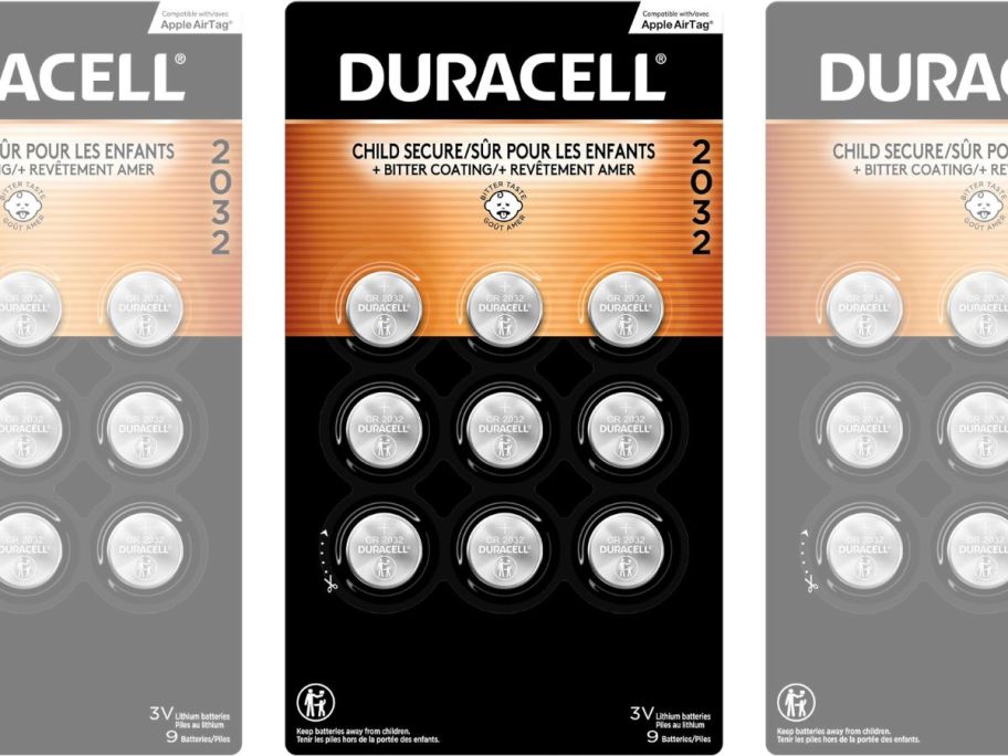 a 9-count pack of duracell 2032 batteries stock image