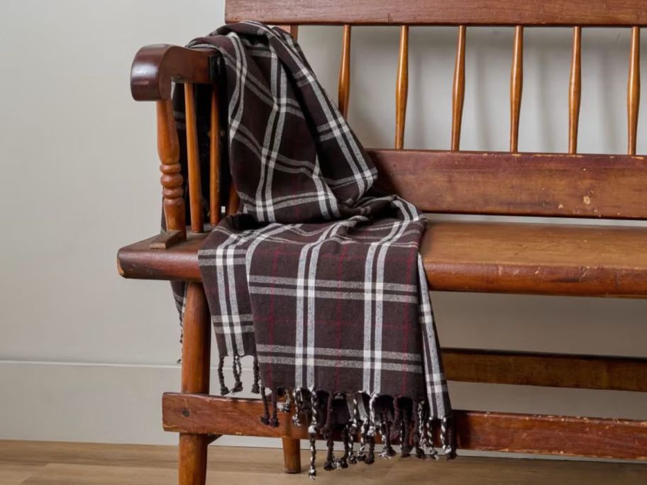 Magnolia Chestnut Harmony Throw on bench