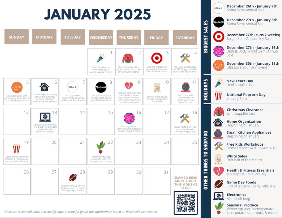 january sales calendar with best deals and sales to shop