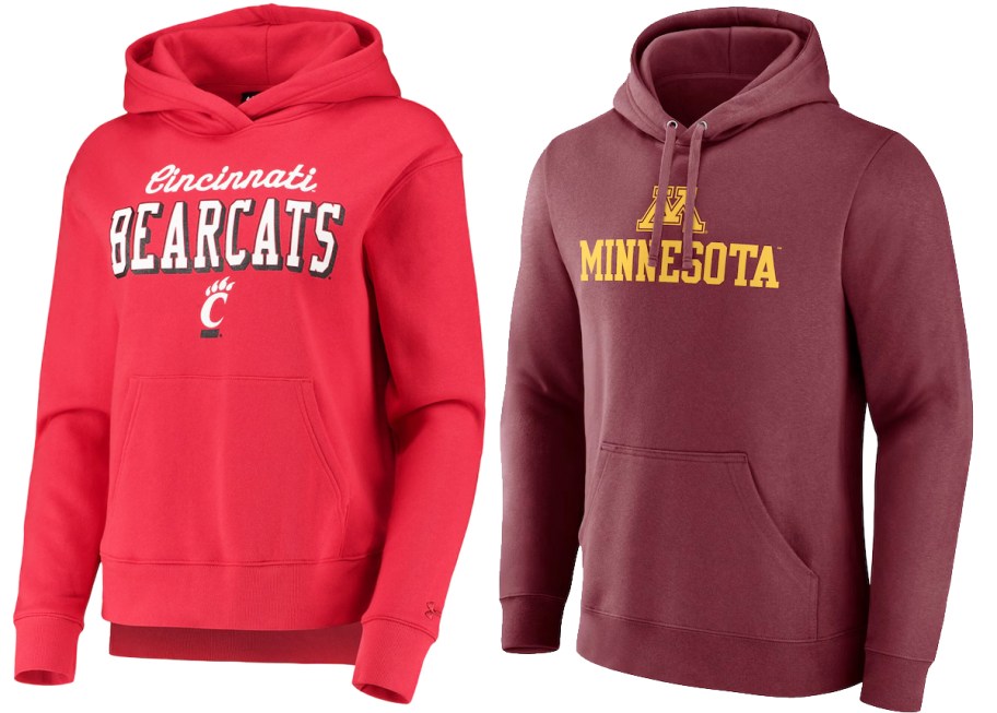 Cincinnati Bearcats & Minnesota Golden Gophers hoodies