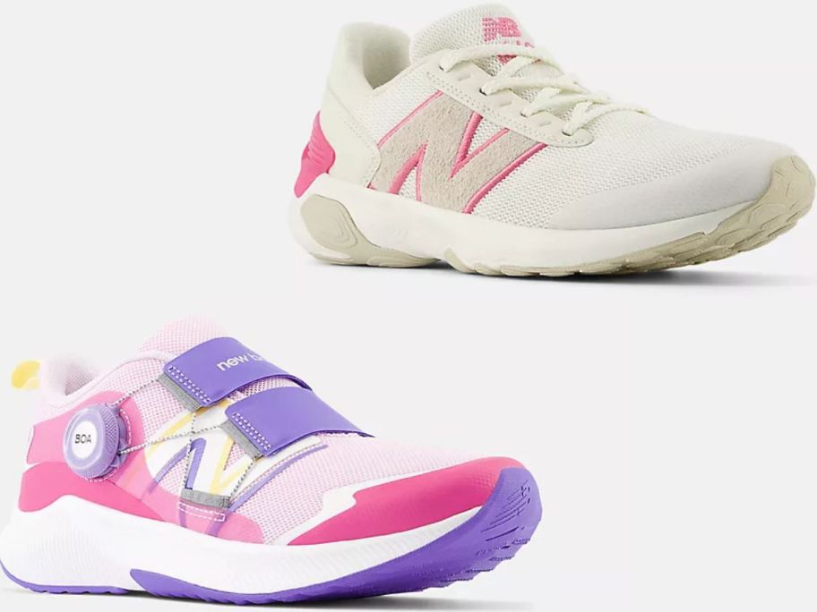 Stock images of two pairs of New Balance Kids Shoes