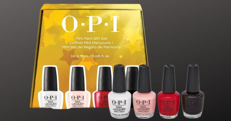 OPI 4-Piece Holiday Nail Polish Mini Mani Gift Set stock image