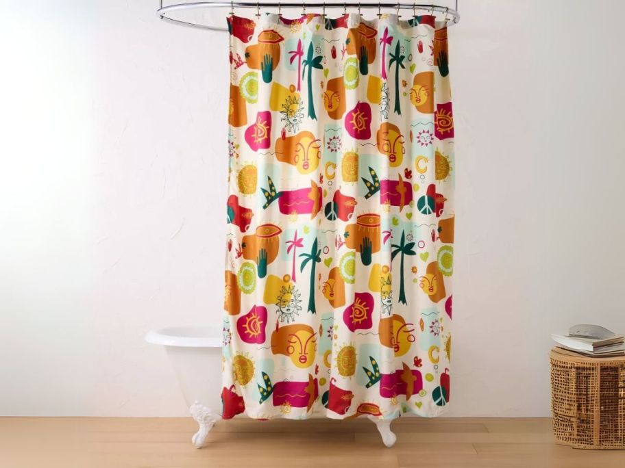 Opalhouse designed w/ Jungalow 13-Piece Collage Shower Curtain Bundle in bathroom