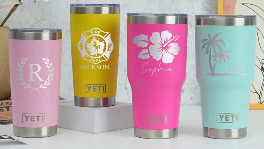 4 Personalized Engraved Yeti Tumblers