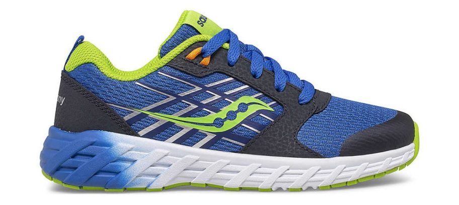 Saucony Big Kids Wind 2.0 Lace Sneakers in blue and green
