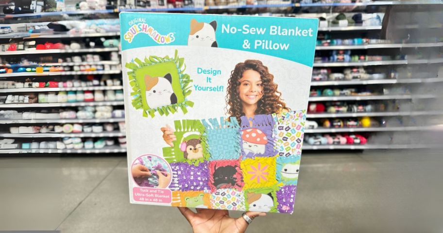 Squishmallows Blanket box in hand in store