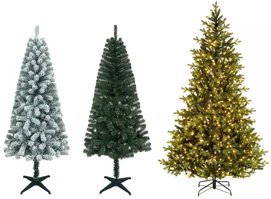 St. Nicholas Square 6-ft. Pre-Lit Flocked Artificial and Artificial Christmas Tree, National Tree Company 7.5-ft. Artificial Amberwood Pine Christmas Tree