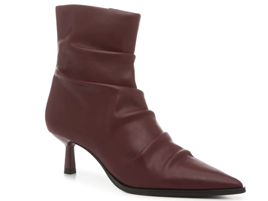 slouchy brown heeled bootie