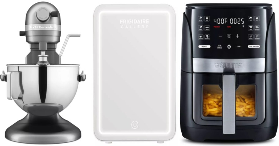 stand mixer, mini fridge and air fryer