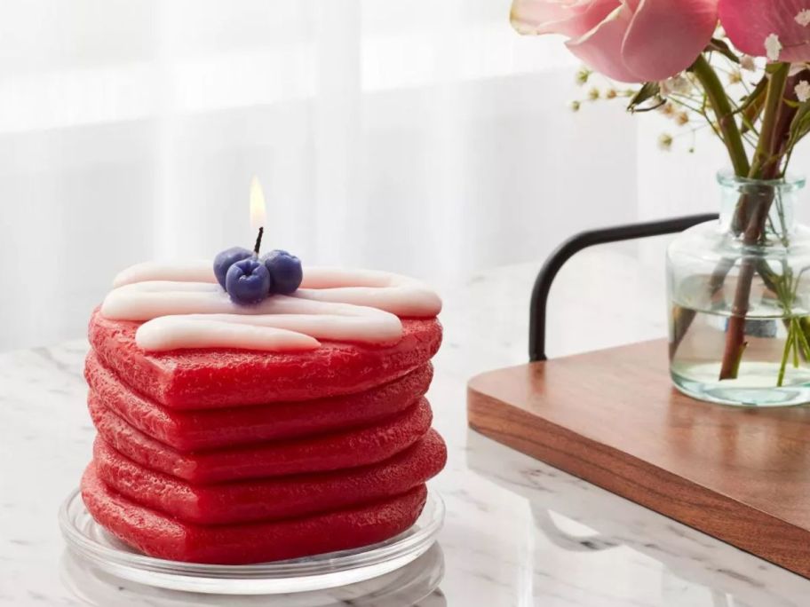 Room Essentials Blueberry Heart-Shaped Cake Figural Candle